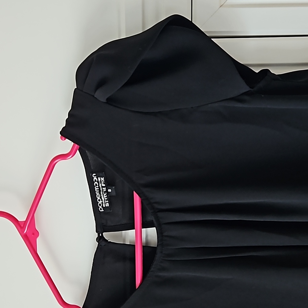 Black blouse with capped sleeves